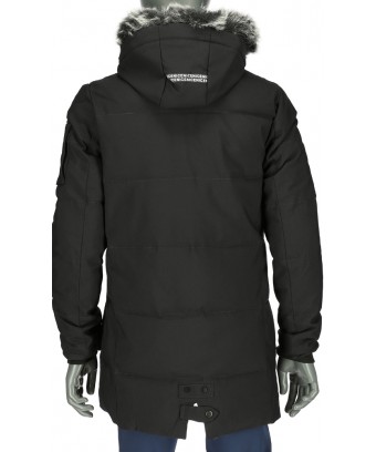 REPABLO černá zimní bunda s kožešinovým límcem